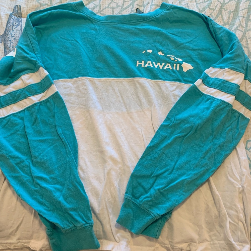 XL long sleeve turquoise and white Hawaii t-shirt